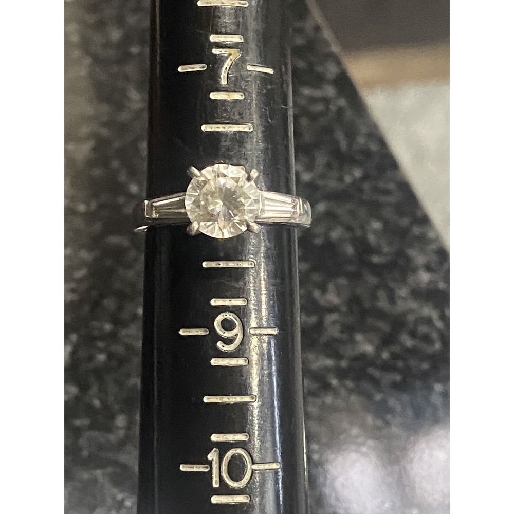 SIGNED NVDR STERLING SILVER AND CLEAR CZ ENGAGEMENT Size 8 RING #388 - Picture 5 of 6